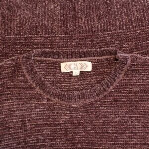 Pink Rose $48 Small Plum Purple Chenille Soft Oversized‎ Crew Neck Sweater